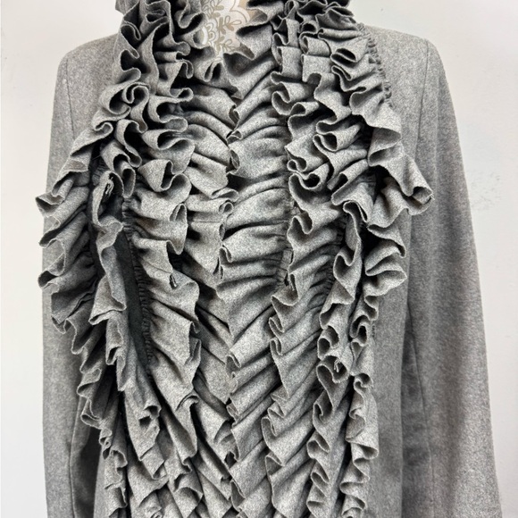 Sinclaire 10 Size Medium Gray Wool Blend Ruffle Coat Jacket Winter Festival - Picture 5 of 11
